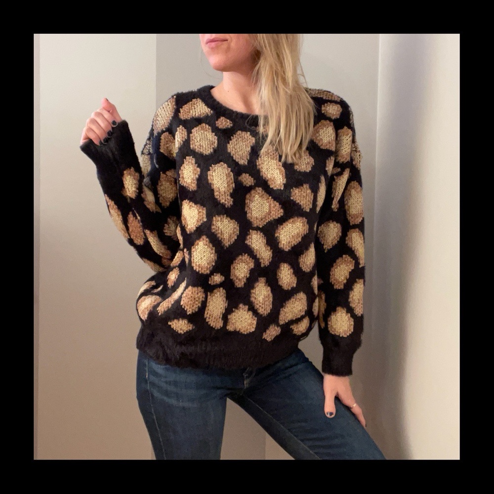 MICHAEL KORS Brown + Black Soft Plush Warm Sweater